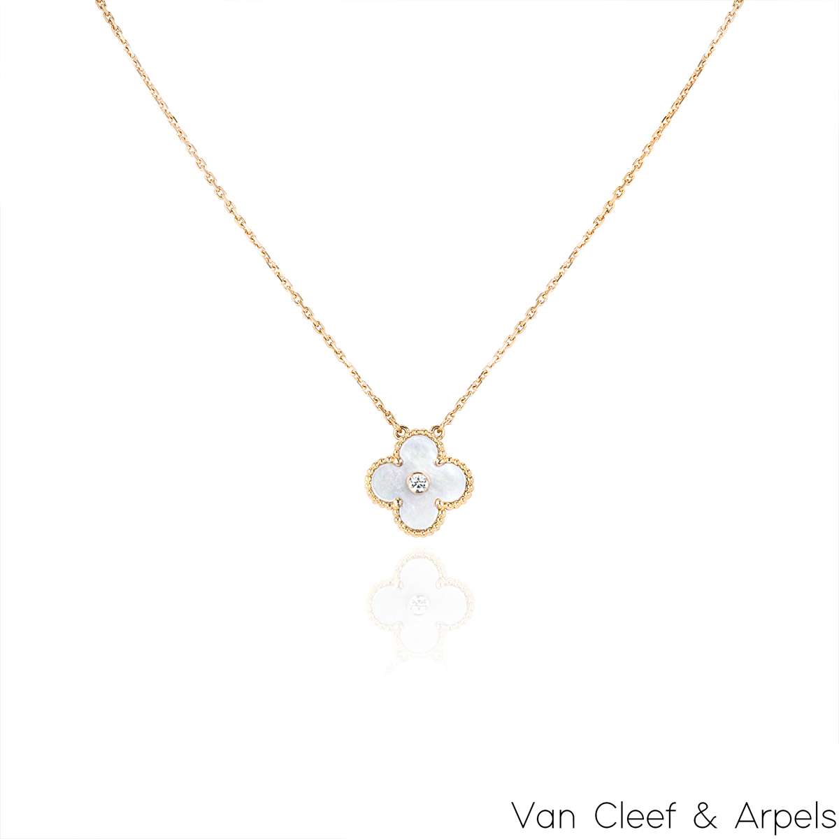 Van Cleef & Arpels Limited Edition Mother of Pearl Vintage Alhambra Holiday Pendant